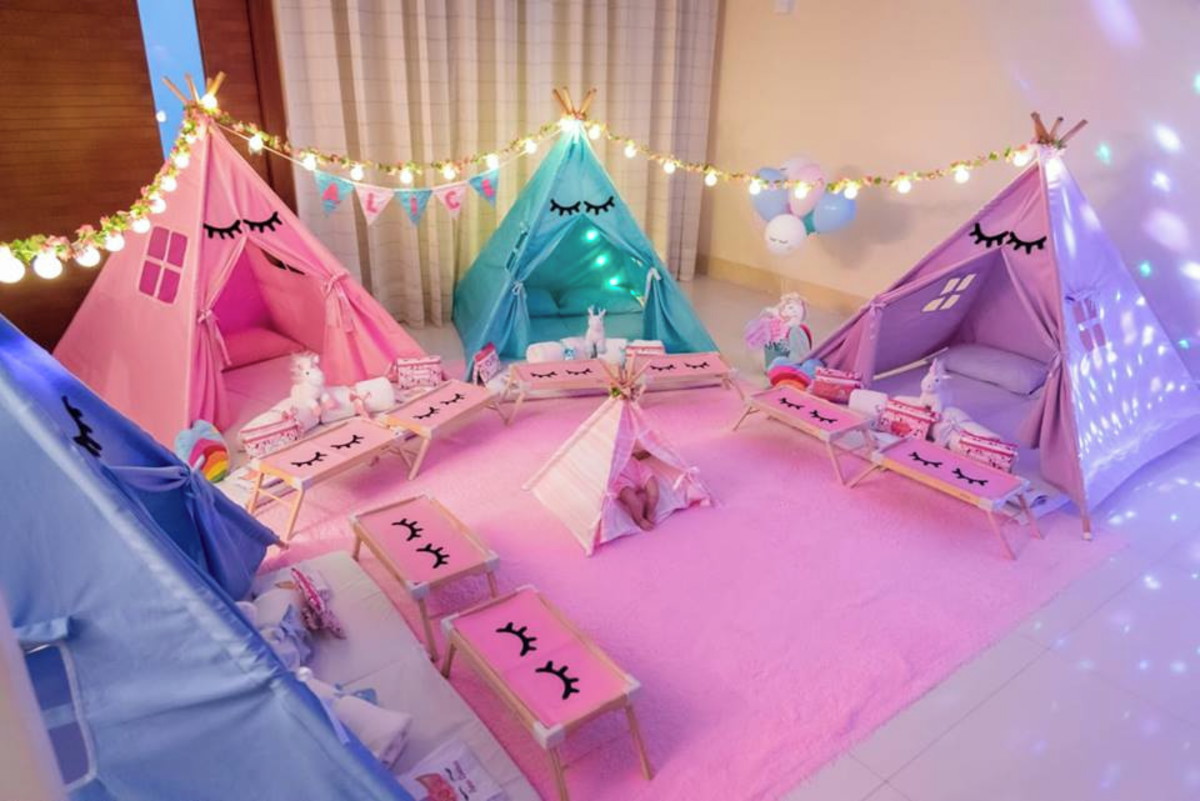 Cabanas decoradas para festa do pijama infantil